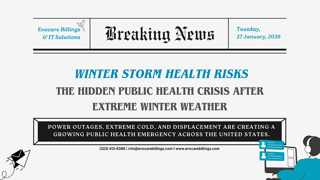 Newsletter cover highlighting health risks after a massive U.S. winter storm impacting millions nationwide