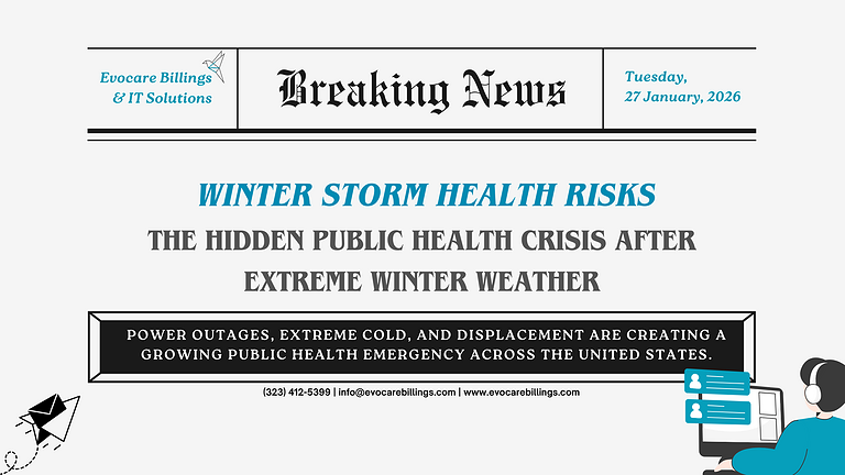 Newsletter cover highlighting health risks after a massive U.S. winter storm impacting millions nationwide