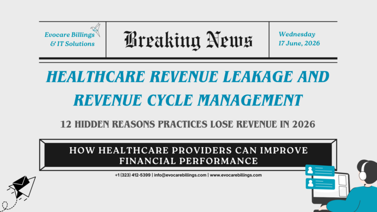 Healthcare revenue cycle management dashboard identifying revenue leakage, claim denials, and reimbursement challenges.