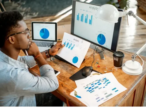 Healthcare performance analytics dashboard showing billing KPIs, provider productivity, and denial trends